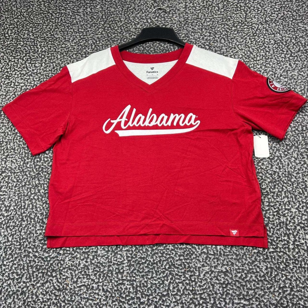 Alabama Crimson Tide Shirt Women Medium Red Fanatics V-Neck Crop Cotton New M